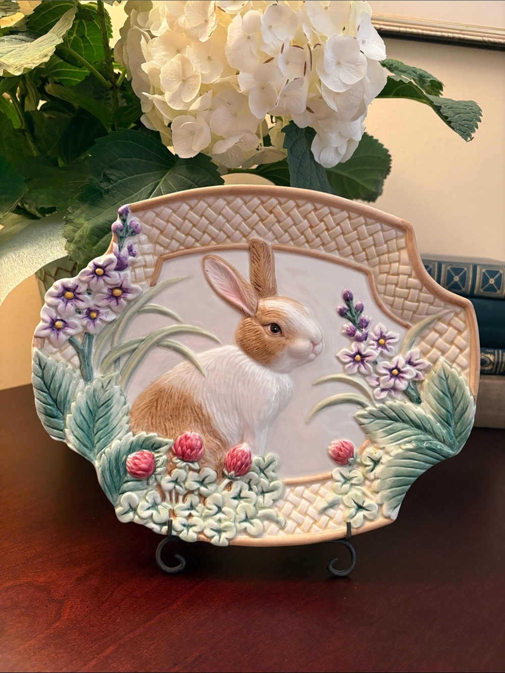 Fitz and Floyd Botanical Bunny Dessert/Canapé/Appetizer Plate/ Hanging Plate